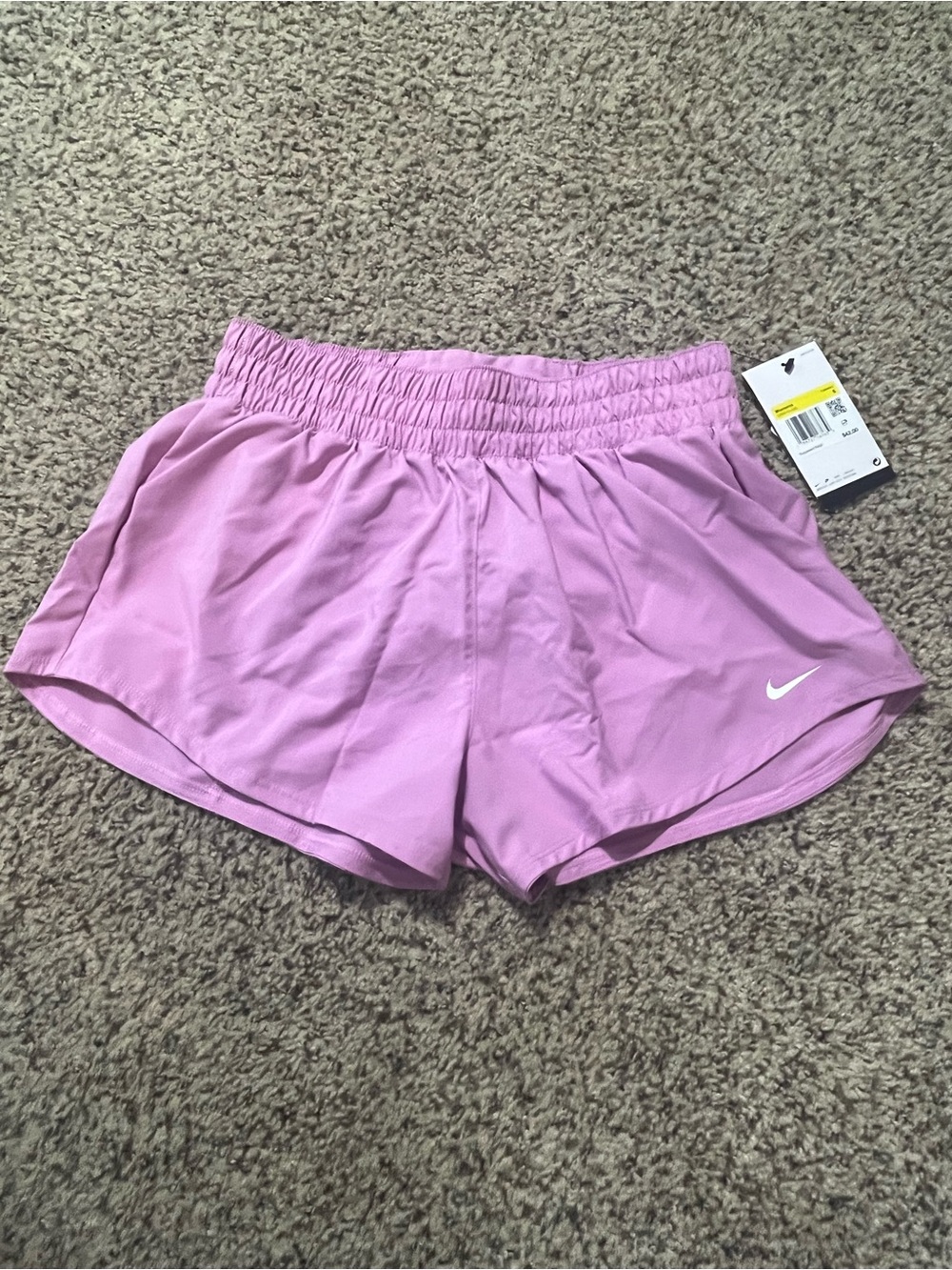 Nike Women's Lilac Running Shorts with White Swoosh